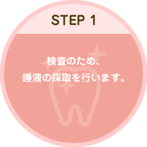 STEP1 検査のため唾液の採取を行います